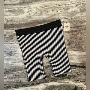 Free People Black and White Striped Bike Shorts